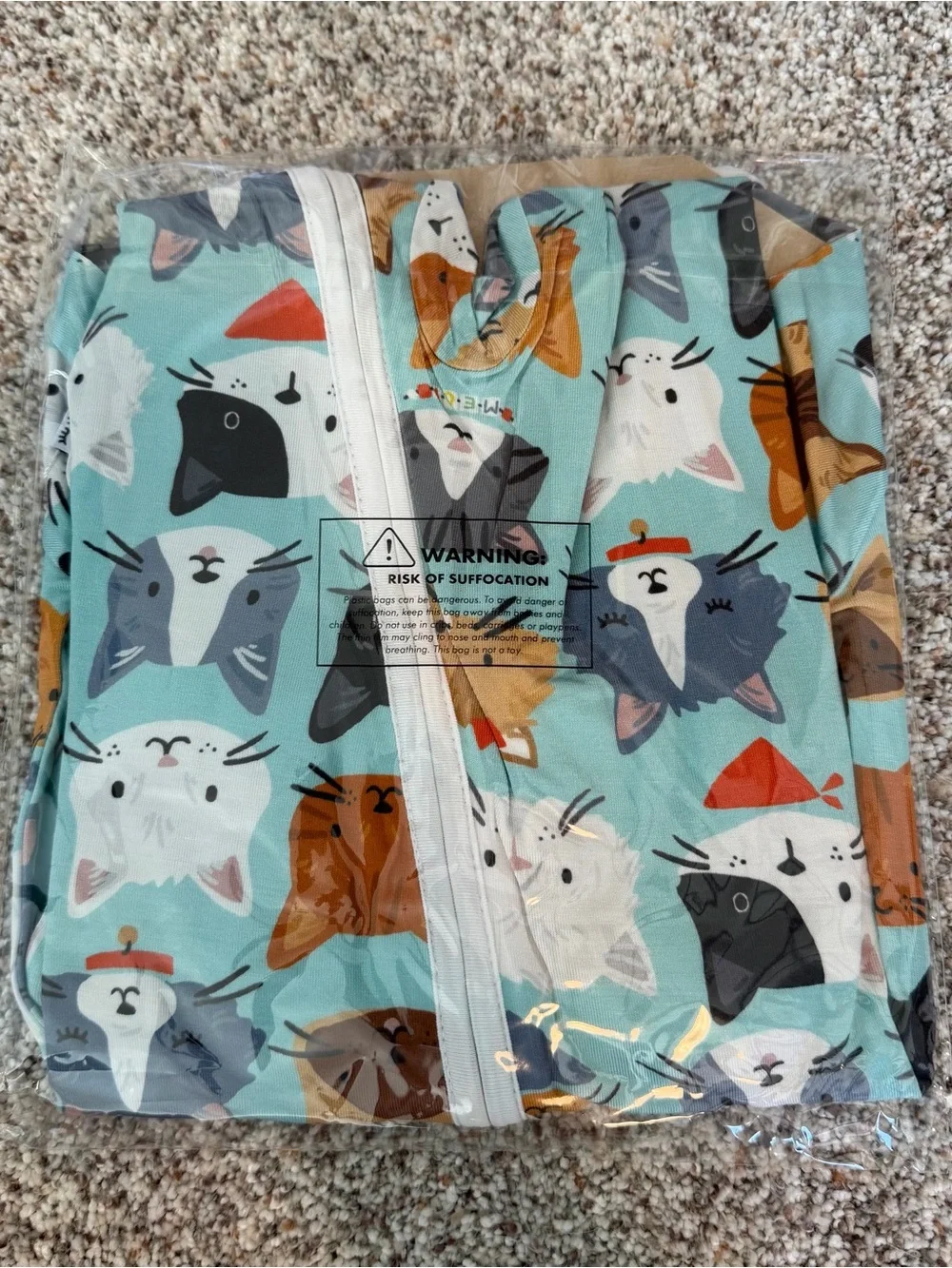 NWT 18-24M Little Sleepies Purrfect Pals Cats Mint Turquoise Teal Aqua